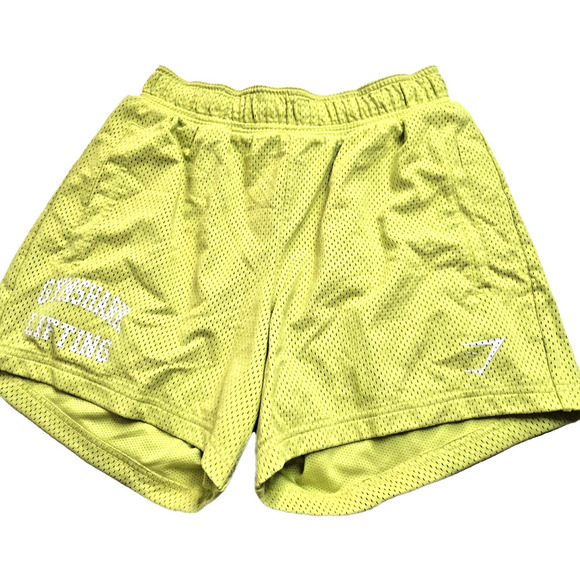 Womens Gymshark Lifting Mesh Shorts Neon Yellow/Green Size XS Pockets EUC - Picture 1 of 11